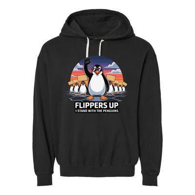 Flippers Up I Stand With Penguins Against Tariffs USA Garment-Dyed Fleece Hoodie