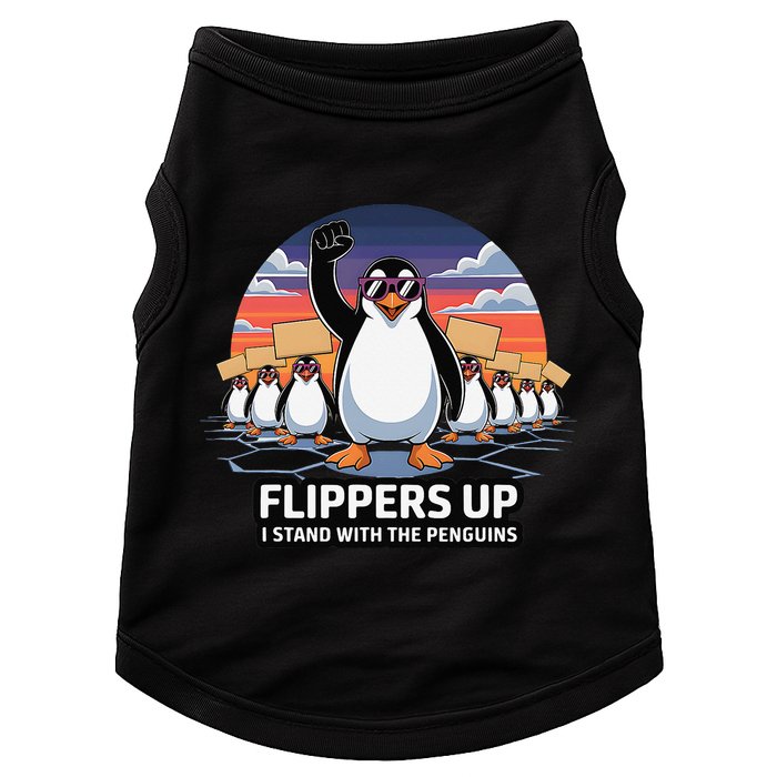 Flippers Up I Stand With Penguins Against Tariffs USA Doggie Tank