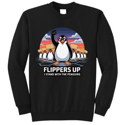 Flippers Up I Stand With Penguins Against Tariffs USA Sweatshirt