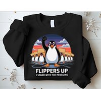 Flippers Up I Stand With Penguins Against Tariffs USA Sweatshirt