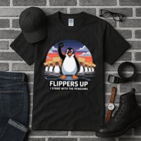 Flippers Up I Stand With Penguins Against Tariffs USA Tall T-Shirt