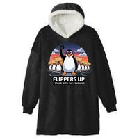Flippers Up I Stand With Penguins Against Tariffs USA Hooded Wearable Blanket