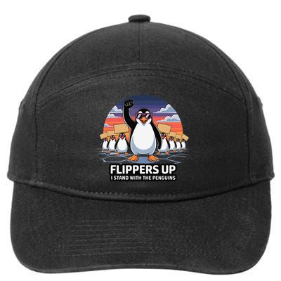 Flippers Up I Stand With Penguins Against Tariffs USA 7-Panel Snapback Hat