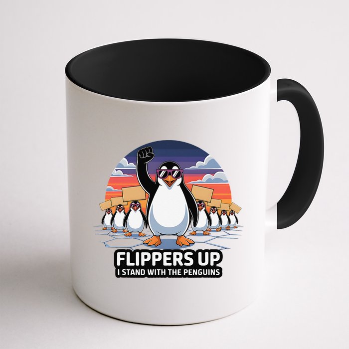 Flippers Up I Stand With Penguins Against Tariffs USA Mug