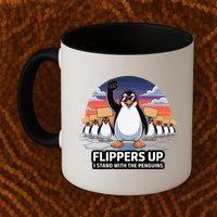 Flippers Up I Stand With Penguins Against Tariffs USA Mug