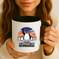 Flippers Up I Stand With Penguins Against Tariffs USA Mug
