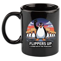 Flippers Up I Stand With Penguins Against Tariffs USA 11oz C Handle Ceramic Mug
