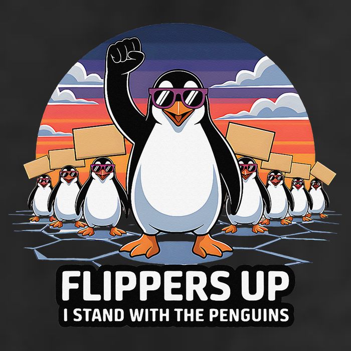 Flippers Up I Stand With Penguins Against Tariffs USA Beanie