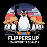 Flippers Up I Stand With Penguins Against Tariffs USA Drawstring Bag