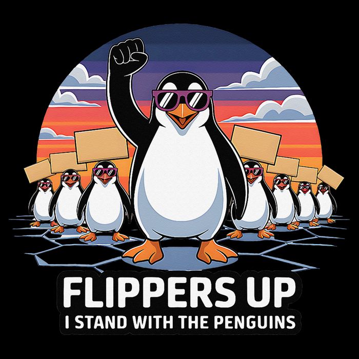 Flippers Up I Stand With Penguins Against Tariffs USA Drawstring Bag