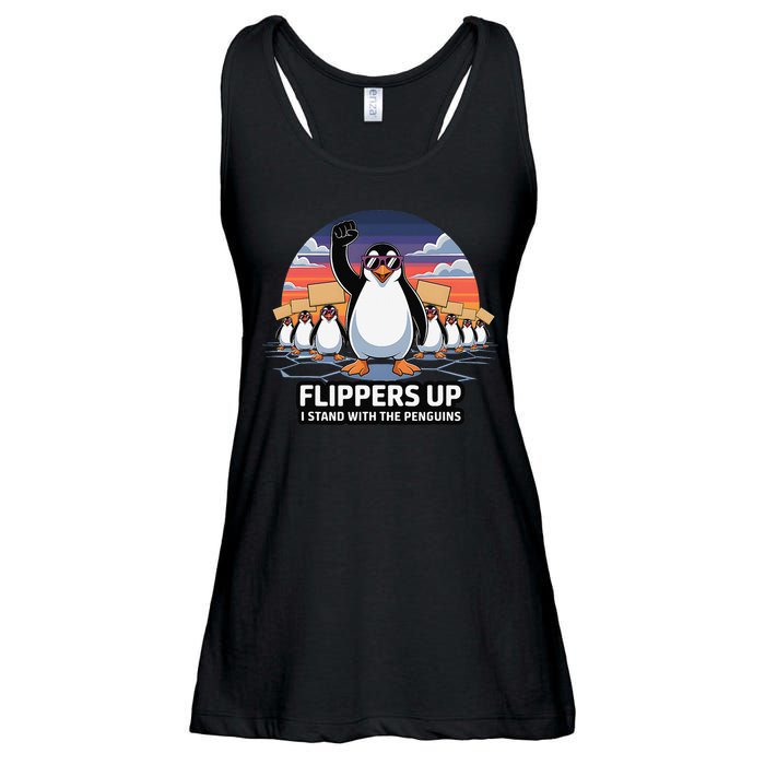 Flippers Up I Stand With Penguins Against Tariffs USA Ladies Essential Flowy Tank