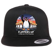 Flippers Up I Stand With Penguins Against Tariffs USA Flatbill Hat