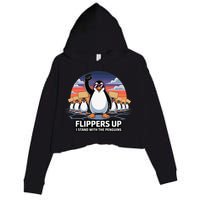 Flippers Up I Stand With Penguins Against Tariffs USA Crop Fleece Hoodie
