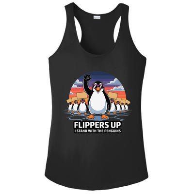 Flippers Up I Stand With Penguins Against Tariffs USA Ladies PosiCharge Competitor Racerback Tank