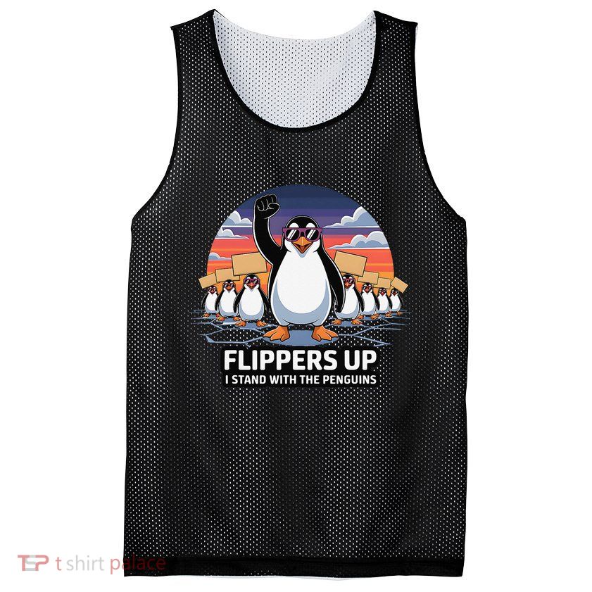 Flippers Up I Stand With Penguins Against Tariffs USA Mesh Reversible Basketball Jersey Tank