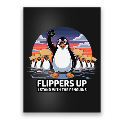 Flippers Up I Stand With Penguins Against Tariffs USA Poster