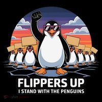 Flippers Up I Stand With Penguins Against Tariffs USA Sustainable Knit Beanie