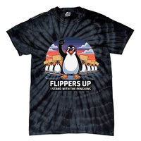 Flippers Up I Stand With Penguins Against Tariffs USA Tie-Dye T-Shirt
