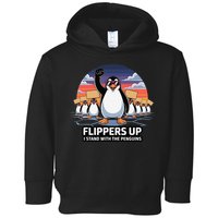 Flippers Up I Stand With Penguins Against Tariffs USA Toddler Hoodie