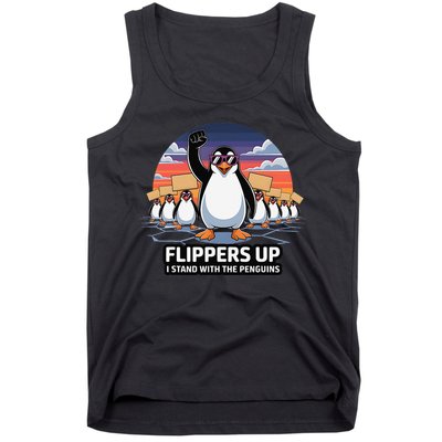 Flippers Up I Stand With Penguins Against Tariffs USA Tank Top