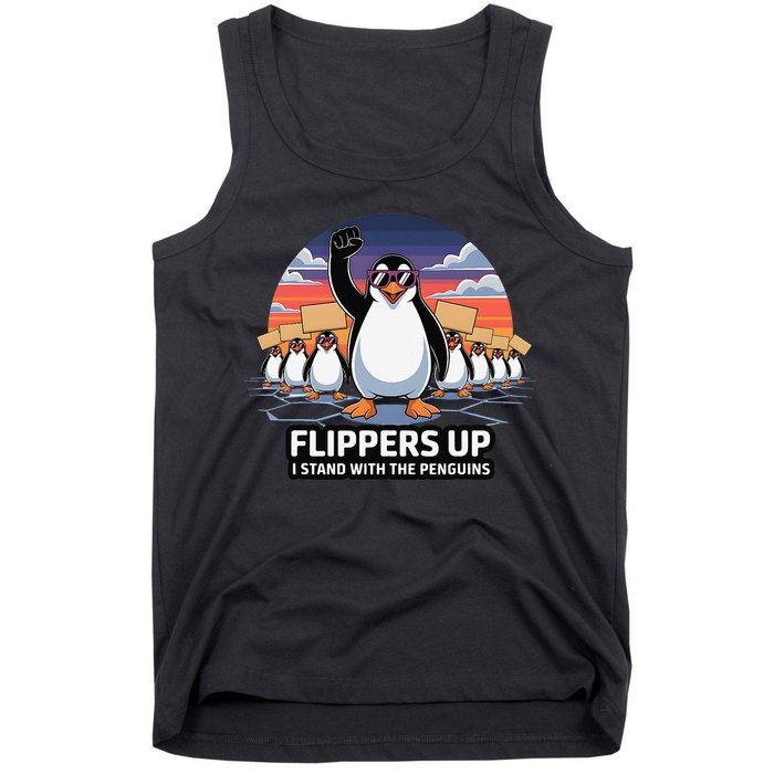 Flippers Up I Stand With Penguins Against Tariffs USA Tank Top