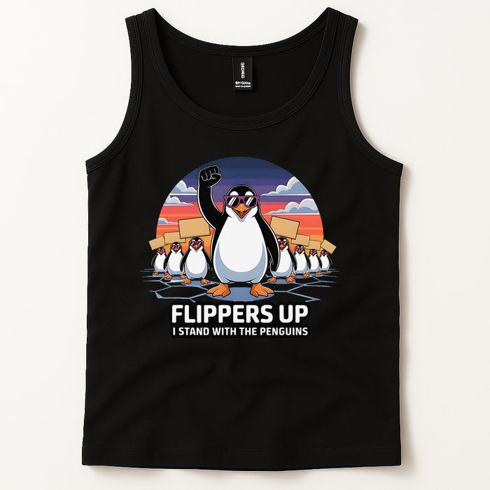 Flippers Up I Stand With Penguins Against Tariffs USA Tank Top
