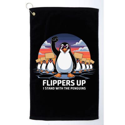 Flippers Up I Stand With Penguins Against Tariffs USA Golf Towel