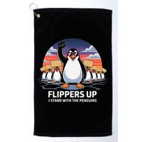Flippers Up I Stand With Penguins Against Tariffs USA Golf Towel