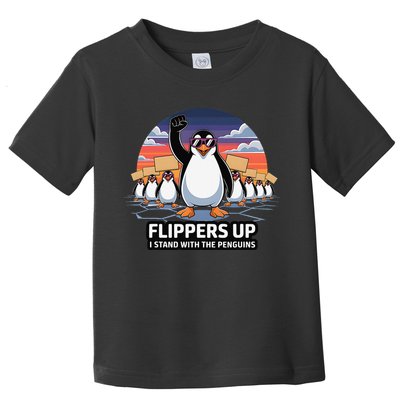 Flippers Up I Stand With Penguins Against Tariffs USA Toddler T-Shirt