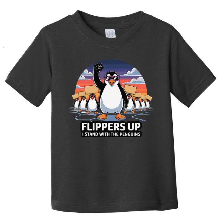Flippers Up I Stand With Penguins Against Tariffs USA Toddler T-Shirt
