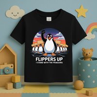 Flippers Up I Stand With Penguins Against Tariffs USA Toddler T-Shirt