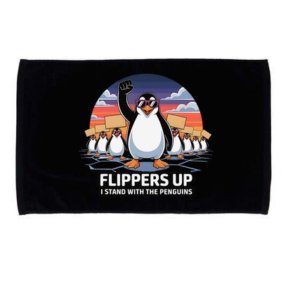 Flippers Up I Stand With Penguins Against Tariffs USA Microfiber Hand Towel