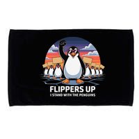 Flippers Up I Stand With Penguins Against Tariffs USA Microfiber Hand Towel