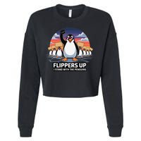 Flippers Up I Stand With Penguins Against Tariffs USA Cropped Pullover Crew