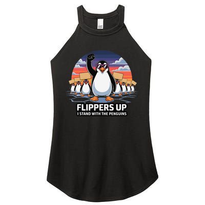 Flippers Up I Stand With Penguins Against Tariffs USA Women's Perfect Tri Rocker Tank
