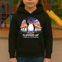 Flippers Up I Stand With Penguins Against Tariffs USA Kids Hoodie