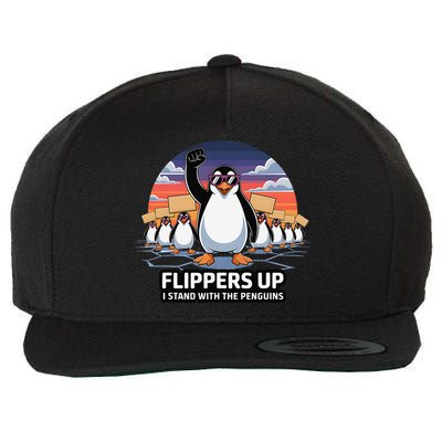 Flippers Up I Stand With Penguins Against Tariffs USA Wool Snapback Cap
