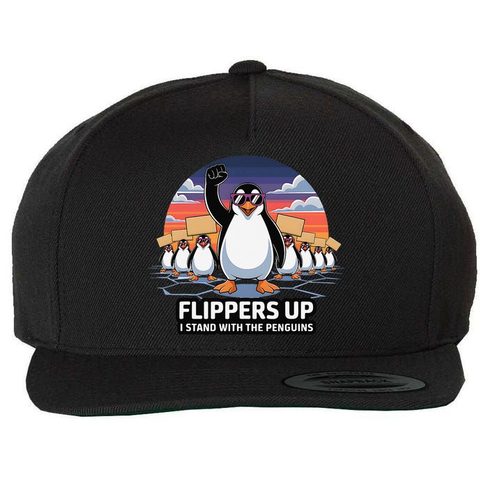 Flippers Up I Stand With Penguins Against Tariffs USA Wool Snapback Cap