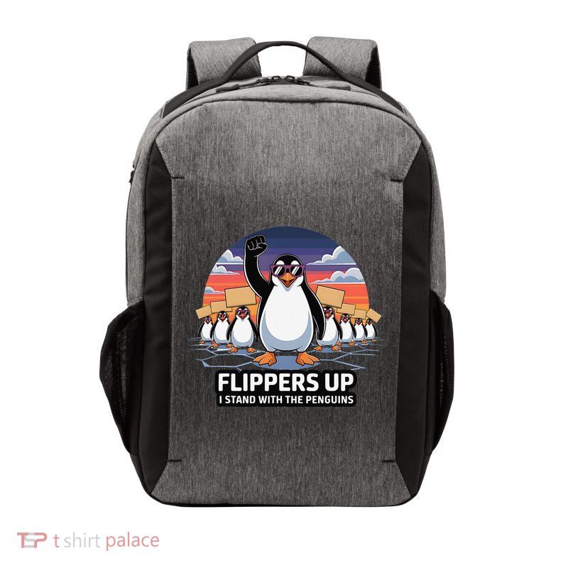 Flippers Up I Stand With Penguins Against Tariffs USA Vector Backpack
