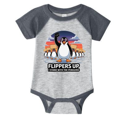 Flippers Up I Stand With Penguins Against Tariffs USA Infant Baby Jersey Bodysuit