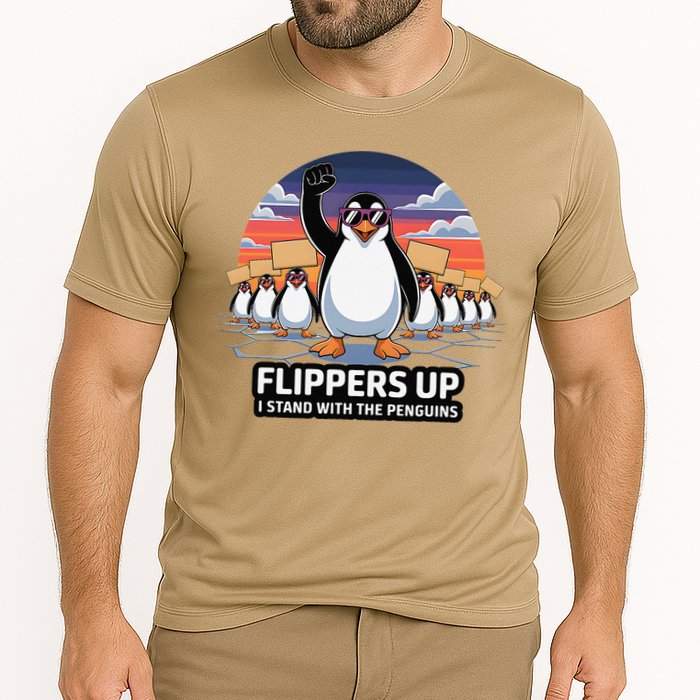 Flippers Up I Stand With Penguins Against Tariffs USA Performance Shirt