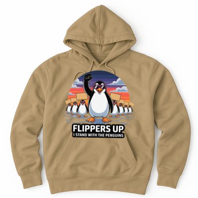 Flippers Up I Stand With Penguins Against Tariffs USA Hoodie