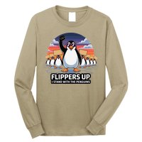 Flippers Up I Stand With Penguins Against Tariffs USA Long Sleeve Shirt