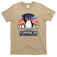 Flippers Up I Stand With Penguins Against Tariffs USA T-Shirt