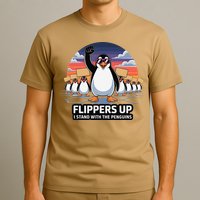 Flippers Up I Stand With Penguins Against Tariffs USA T-Shirt
