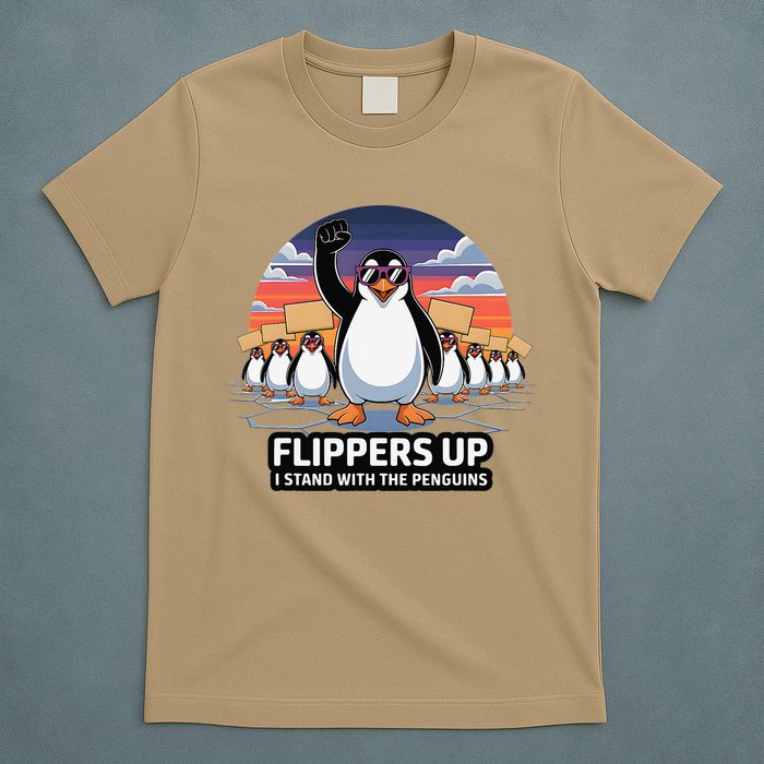 Flippers Up I Stand With Penguins Against Tariffs USA T-Shirt
