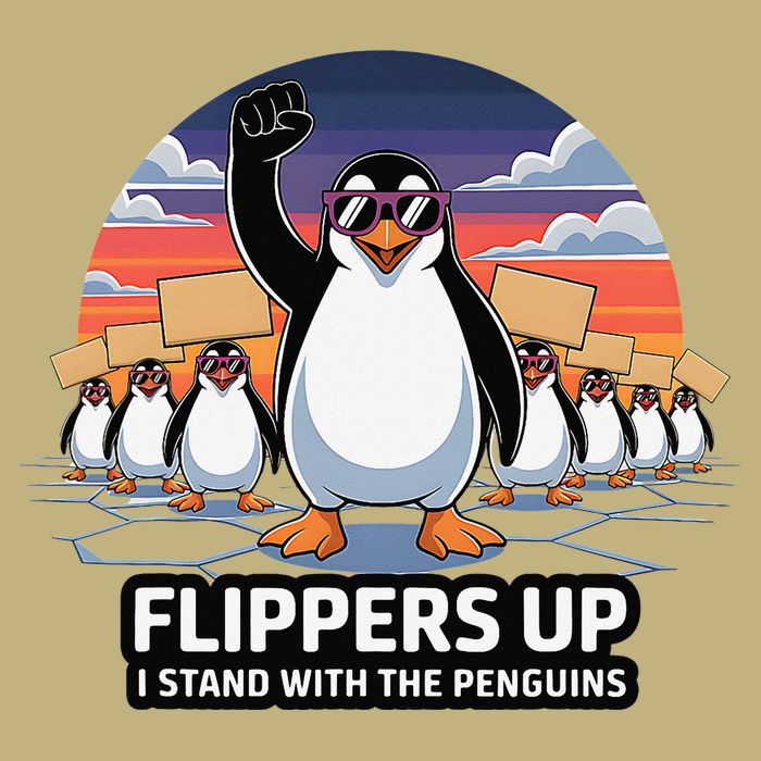 Flippers Up I Stand With Penguins Against Tariffs USA T-Shirt