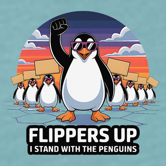 Flippers Up I Stand With Penguins Against Tariffs USA Sueded Cloud Jersey T-Shirt