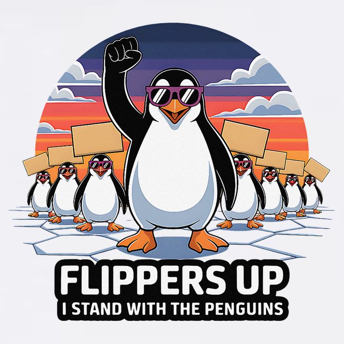 Flippers Up I Stand With Penguins Against Tariffs USA Garment-Dyed Sweatshirt