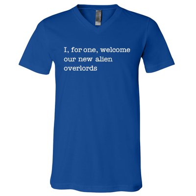 Funny UFO I For One Welcome Our New Alien Overlords V-Neck T-Shirt